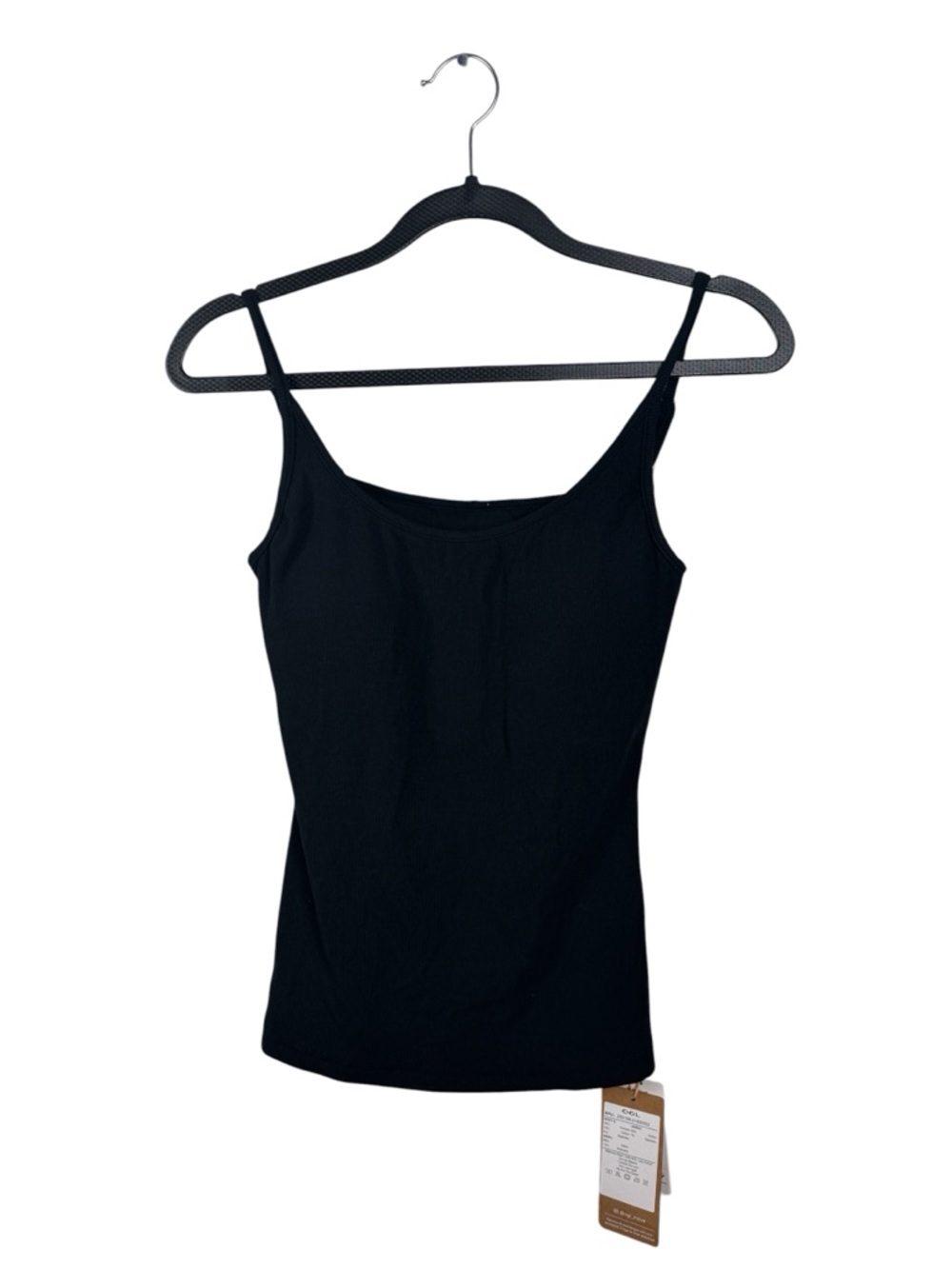 OGL Black Plantive Scoop Neck Spaghetti Strap New Airy Bra Tank Top Ribbed